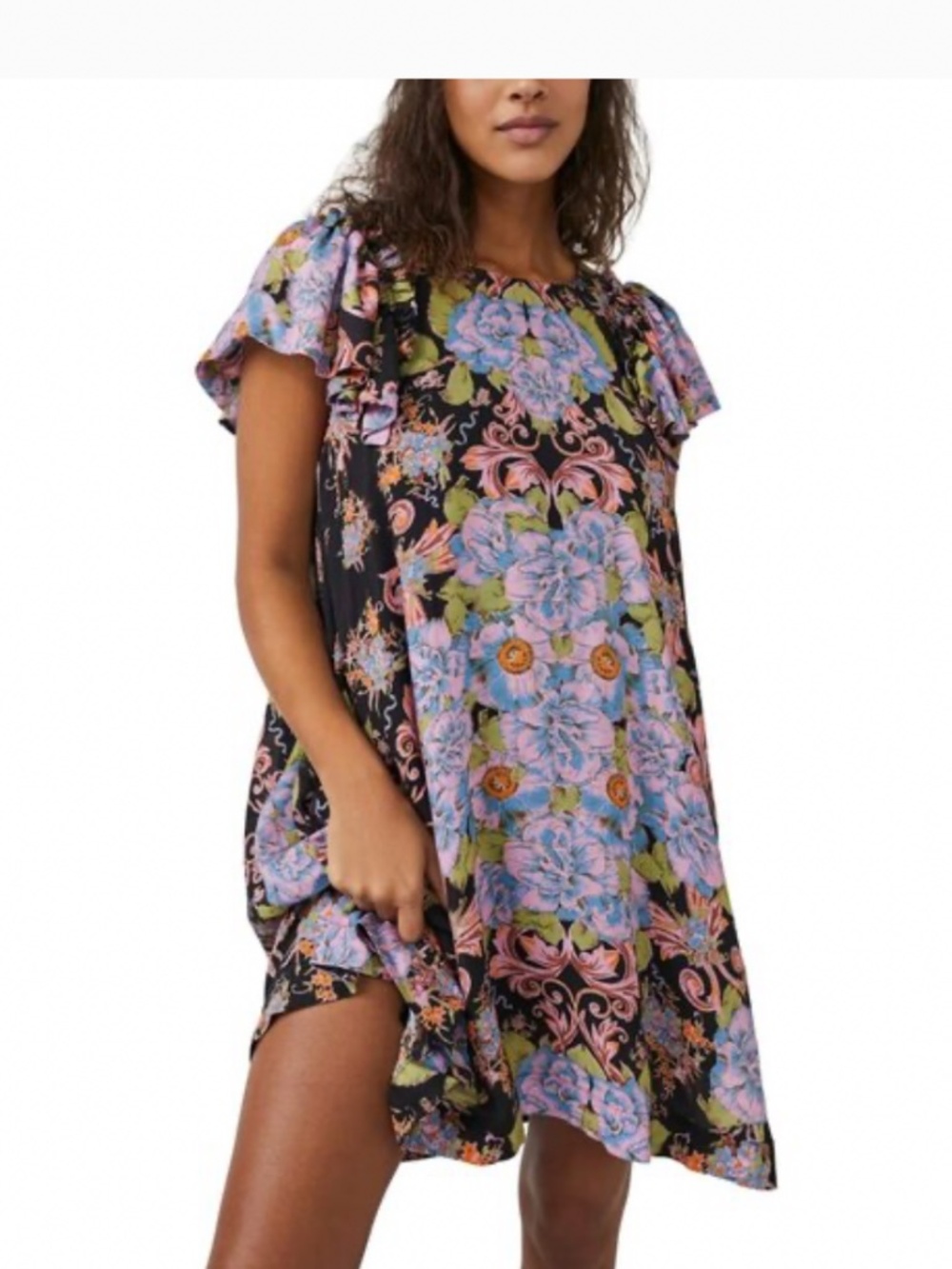 Free People Yara Mini Dress in Twilight Combo Floral Size Small